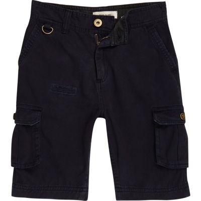 Boys navy cargo pocket shorts